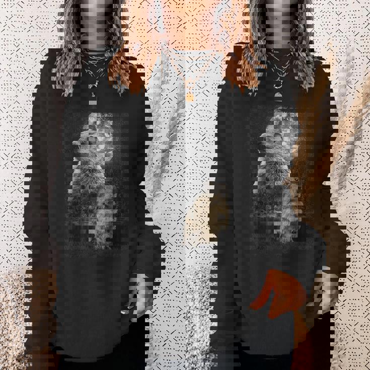 マーモット イラスト ムーン マーモット げっ歯類 マンケイ スウェットシャツ 彼女への贈り物