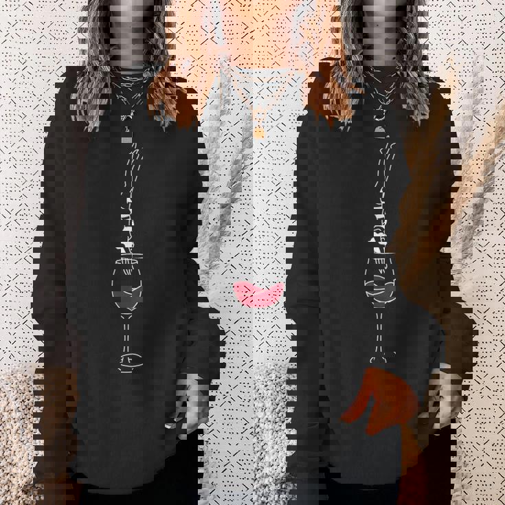 ミニマリズム ワインヘッド ジャンプ イラスト ヴィノ ギフトアイデア スウェットシャツ 彼女への贈り物