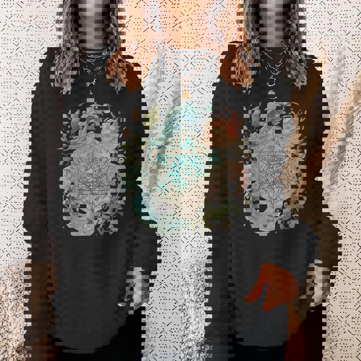 メタトロンキューブと自然の要素 火、土、水、風 スウェットシャツ 彼女への贈り物