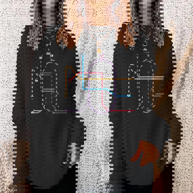 メトロ 名古屋 全線 線路図 列車 地下鉄 スウェットシャツ 彼女への贈り物