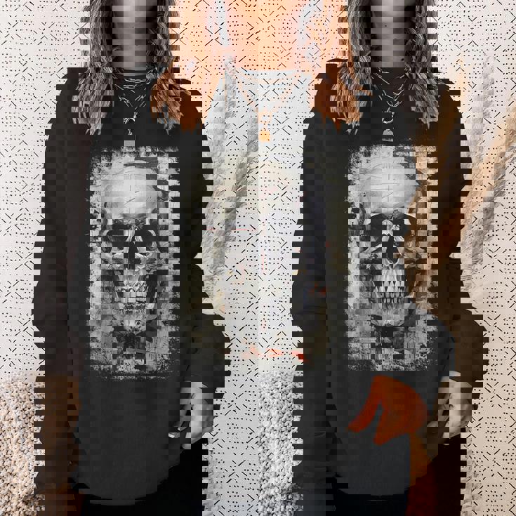 モダンなヒップホップ、レトロ、ヴィンテージ、エッジの効いた Y2k Hip Hop アーバン ストリートウェア、スカル スウェットシャツ 彼女への贈り物