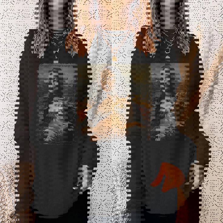 モナリザ 犬と一緒に 面白い 柴犬 アート 絵画 スウェットシャツ 彼女への贈り物
