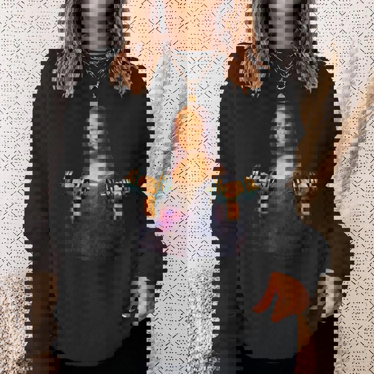 モナリザ 面白いtシャツ ジム 筋トレ 絵画 美術 メンズ おもしろ 面白い 服 おもしろグッズ ネタ スウェットシャツ 彼女への贈り物