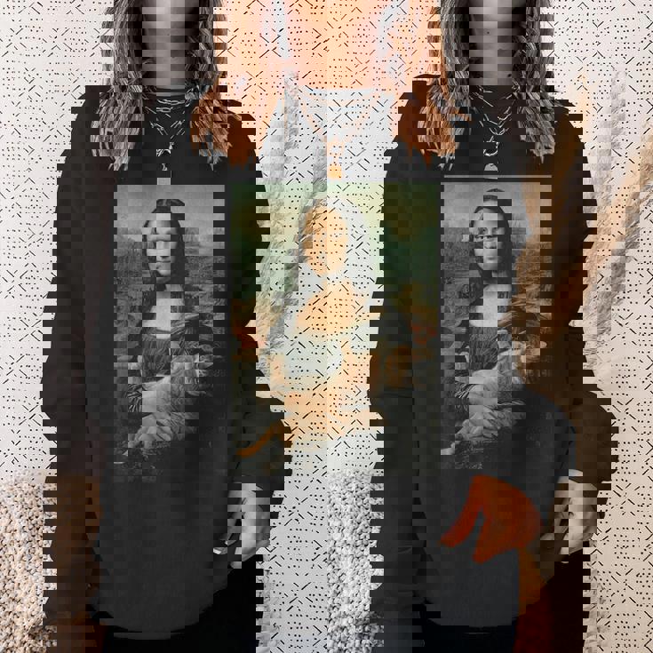 モナリザとオレンジ猫 面白いアートペインティング スウェットシャツ 彼女への贈り物