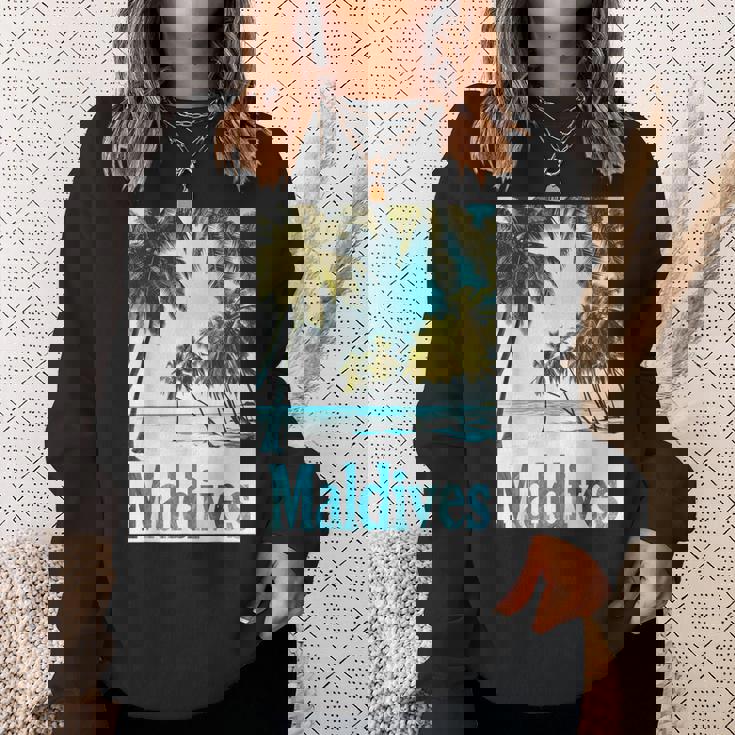 モルディブ島 ビーチ 熱帯風景 旅行 お土産 スウェットシャツ 彼女への贈り物