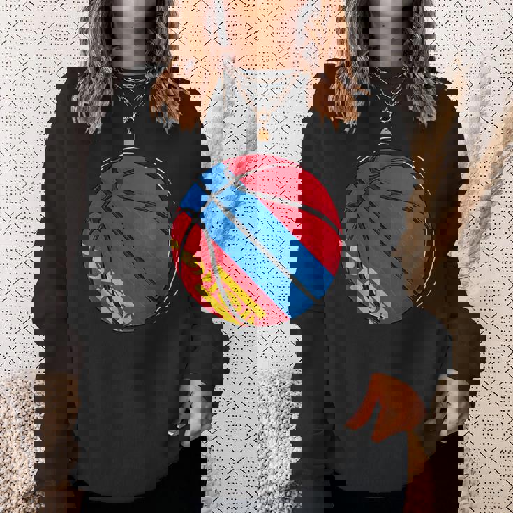 モンゴルの国旗が付いたバスケットボールボール スウェットシャツ 彼女への贈り物