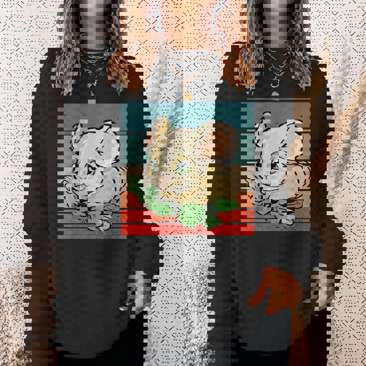 ヤマネ かわいい緑の葉 大きな目 愛らしい甘い動物 スウェットシャツ 彼女への贈り物