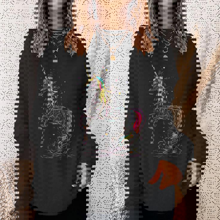 ユニコーン 虹 動物 モチーフ アートワーク ユニコーン スウェットシャツ 彼女への贈り物