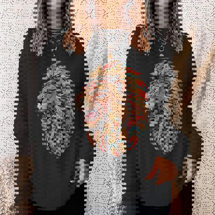 ライオン インディアン 部族 アート ネイティブアメリカン スウェットシャツ 彼女への贈り物