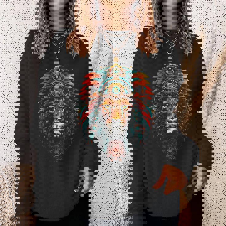 ライオン 動物 動物園 アート ライオン スウェットシャツ 彼女への贈り物