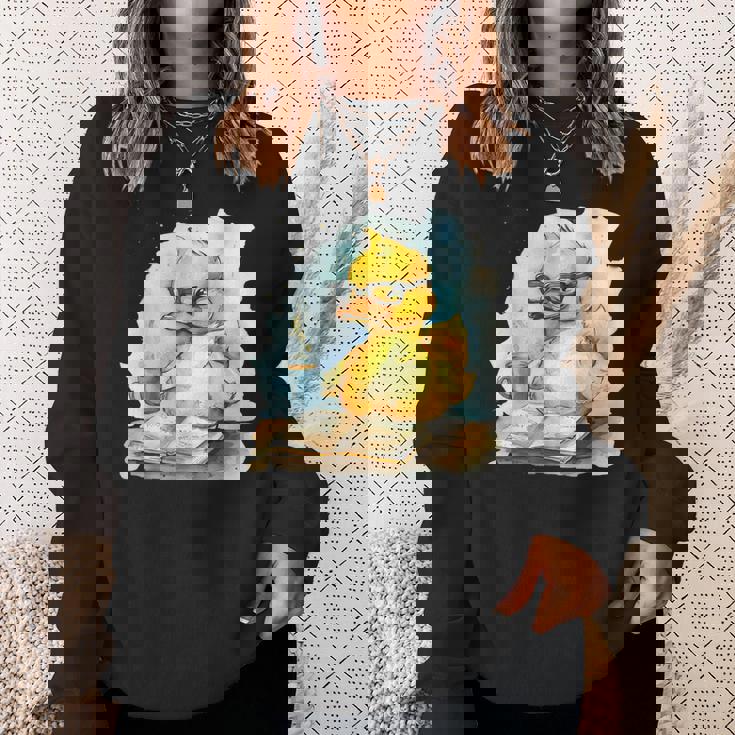 ラバーダックリーダー コーヒー愛好家 読書本 ラバーダッキー スウェットシャツ 彼女への贈り物