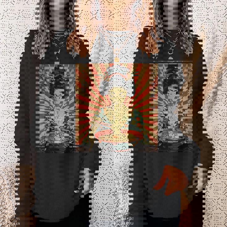 ラーメンをすする芸者 スウェットシャツ 彼女への贈り物