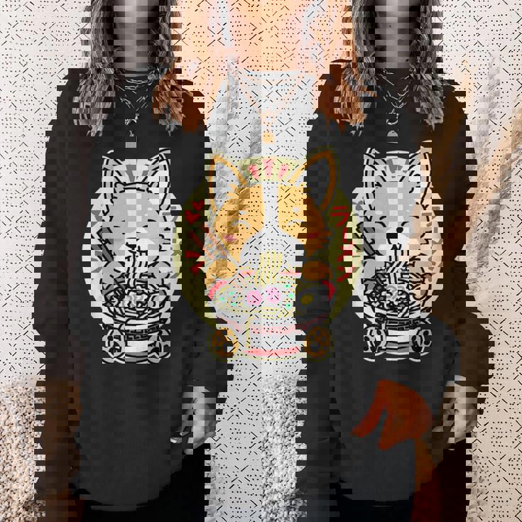 ラーメンを食べる犬 スウェットシャツ 彼女への贈り物