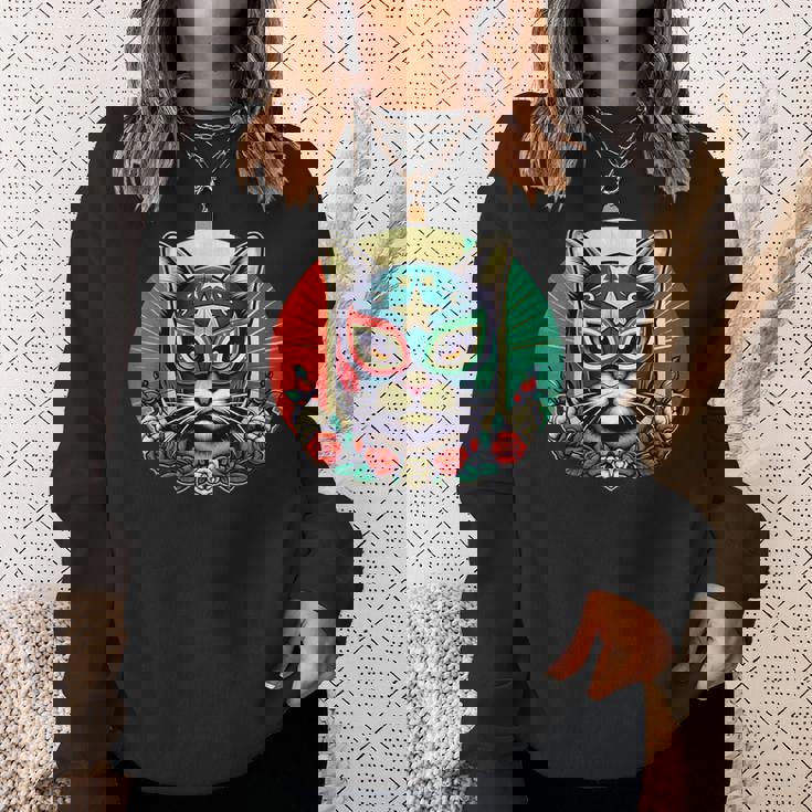 ルチャ リブレ クールキャットマスク ルチャドールマスク スウェットシャツ 彼女への贈り物