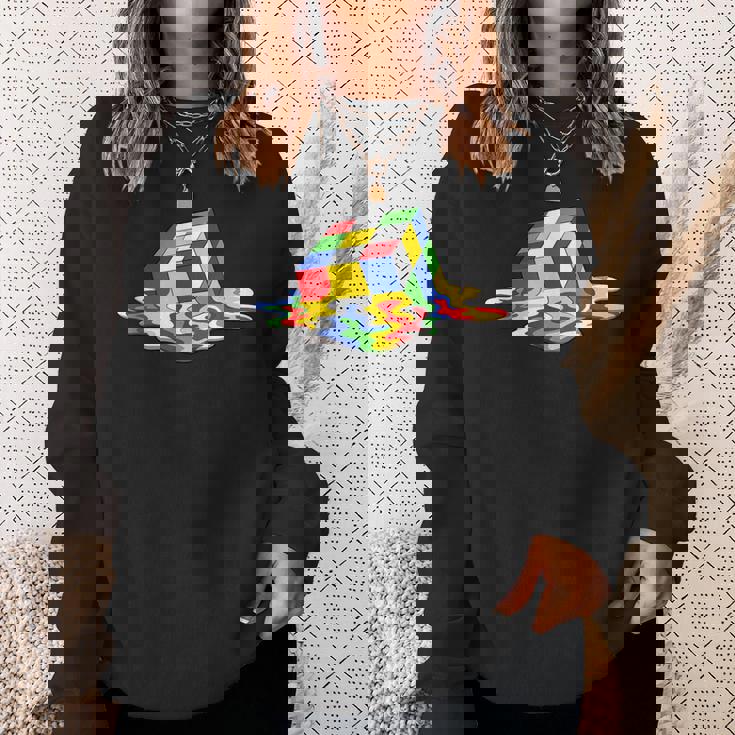 ルービックキューブパズル 溶けるクールなグラフィックデザイン スウェットシャツ 彼女への贈り物