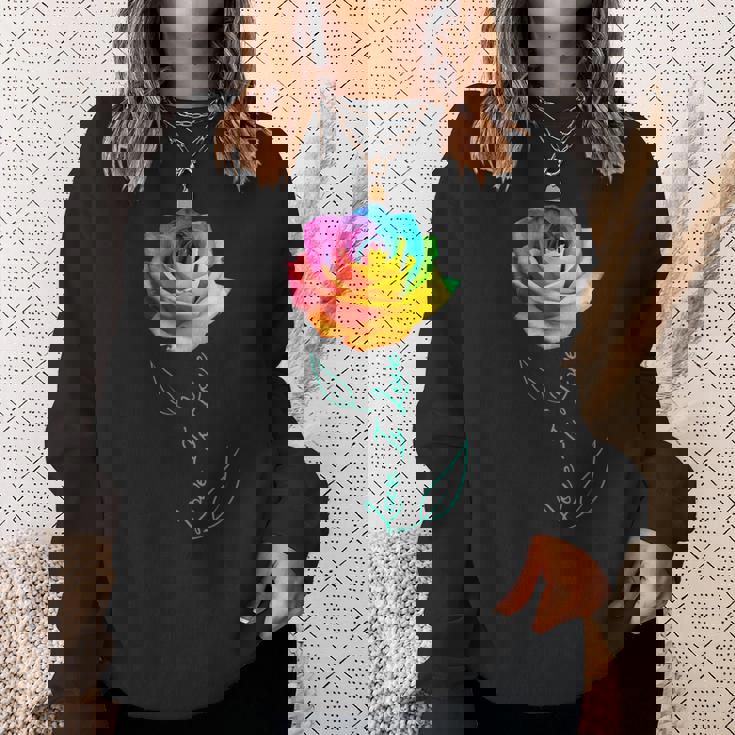 レインボー ローズ Lgbtq 花 スウェットシャツ 彼女への贈り物