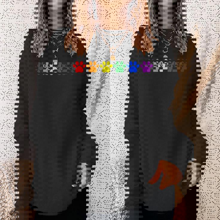 レインボー肉球 Lgbtq プライド ミニマル スウェットシャツ 彼女への贈り物