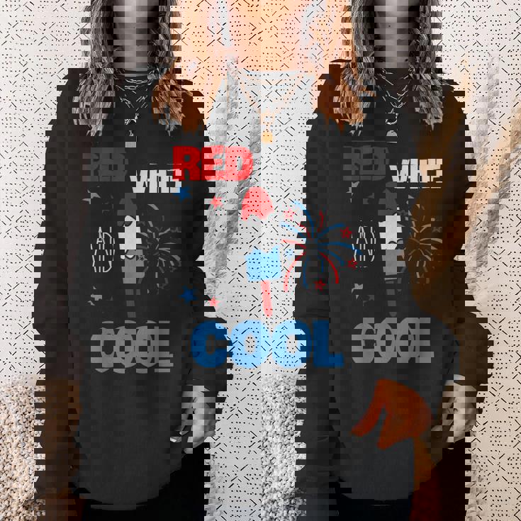 レッド ホワイト クールなアメリカ国旗 アイスキャンディー 面白い 7月4日 スウェットシャツ 彼女への贈り物