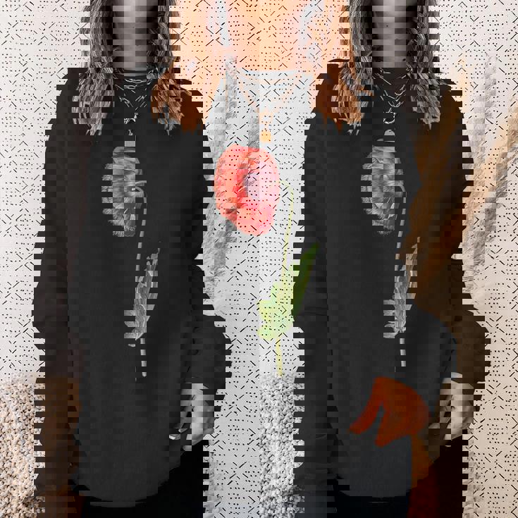 レッドポピーフラワー ボタニカルポピー レッドポピー スウェットシャツ 彼女への贈り物