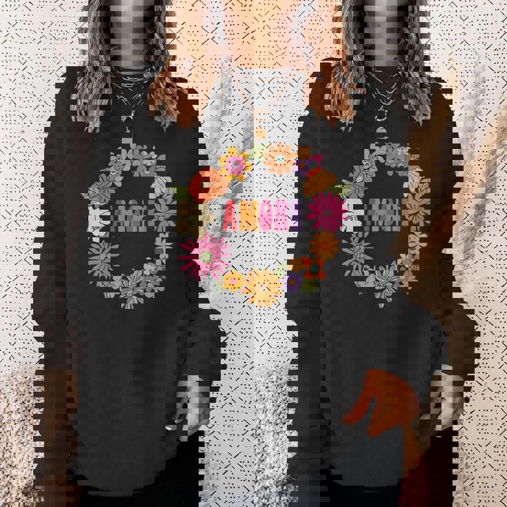 レトロ ボーホー フラワー アモーレ 愛 イタリア語 イタリア 旅行 スウェットシャツ 彼女への贈り物