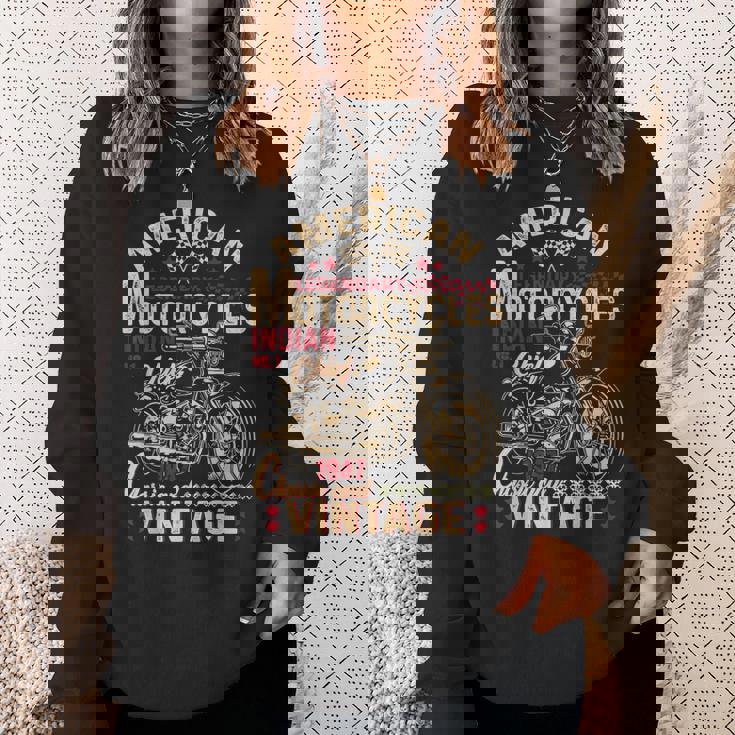 レトロ ヴィンテージ アメリカン オートバイ インディアン オールドバイカー 面白い スウェットシャツ 彼女への贈り物