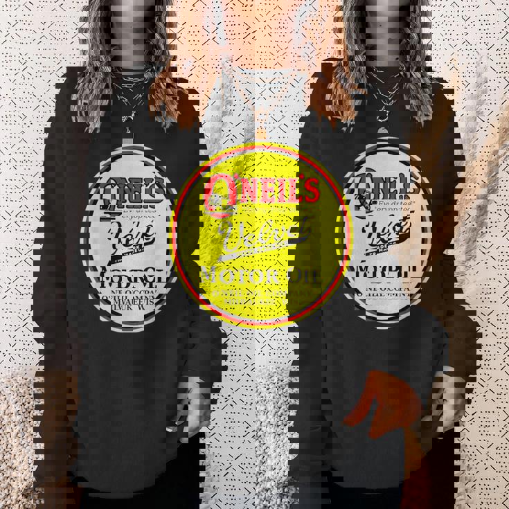 レトロ ヴィンテージ ガソリンスタンド オニールズ モーターオイル 車 バイク ガレージ スウェットシャツ 彼女への贈り物