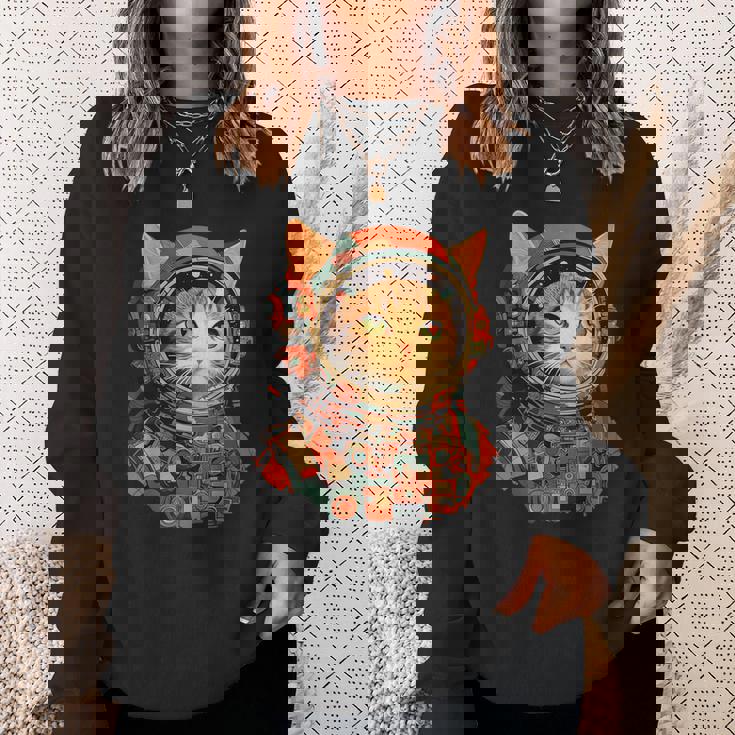 レトロ 宇宙飛行士 猫 スウェットシャツ 彼女への贈り物