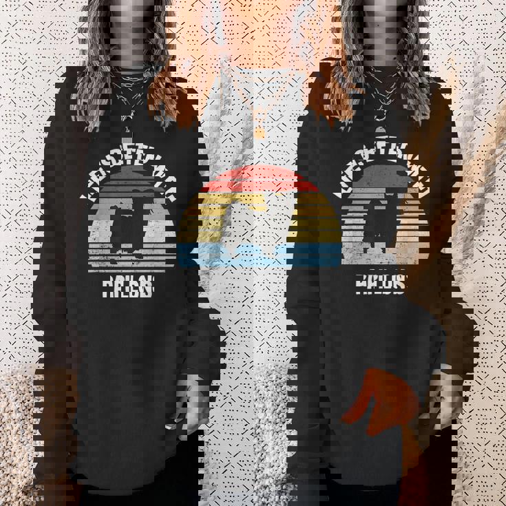 レトロパピヨン 犬 ギフト スウェットシャツ 彼女への贈り物