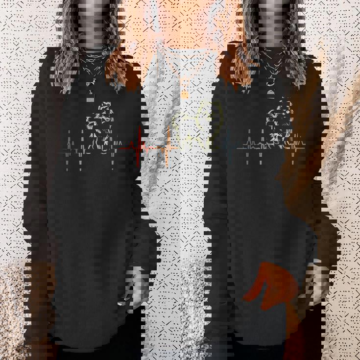 レトロ・ハートビート・ポメラニアン心電図 スウェットシャツ 彼女への贈り物