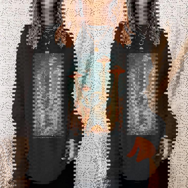 レトロ日本アニメ怪獣モンスターナマケモノセルフィー東京ufo スウェットシャツ 彼女への贈り物