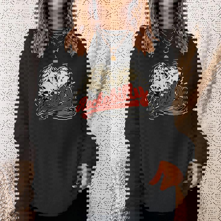 ロカビリーロックミュージックレトロキューブビニール1950sロッカー スウェットシャツ 彼女への贈り物