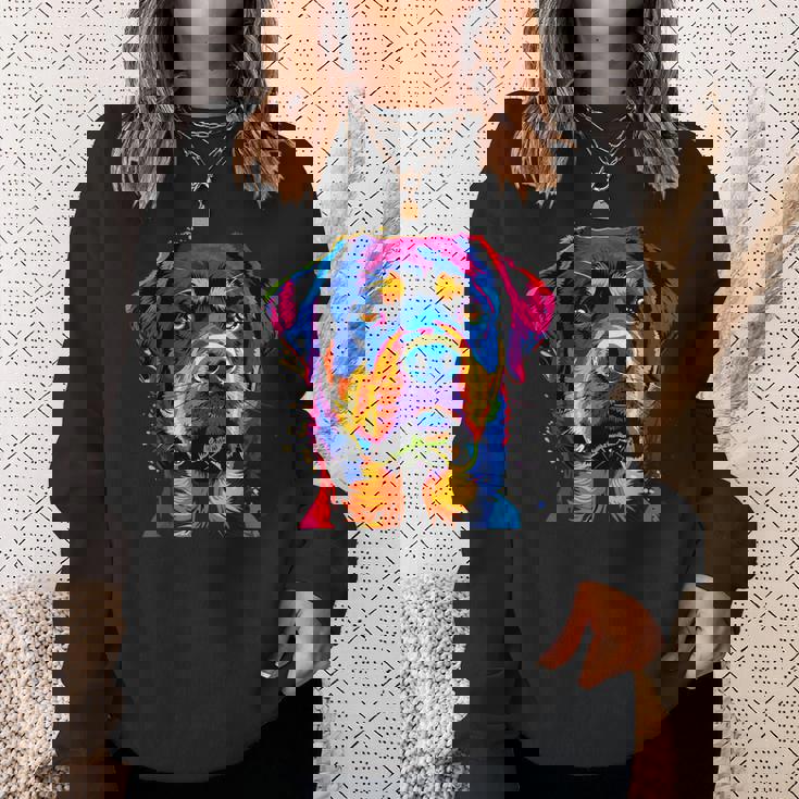 ロットワイラー 犬 カラフル ポップアート 犬の誇り ロットワイラー スウェットシャツ 彼女への贈り物