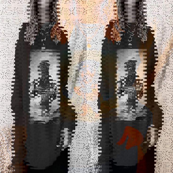 ロットワイラー 犬の筋トレ ウェイトリフティング スウェットシャツ 彼女への贈り物