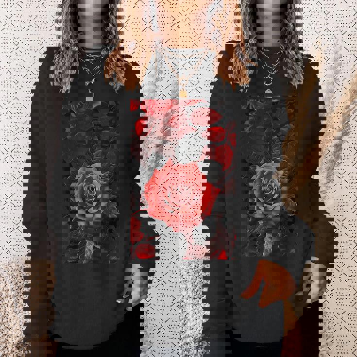 ロマンティックローズ レッド 美的 ゴシックローズ スウェットシャツ 彼女への贈り物