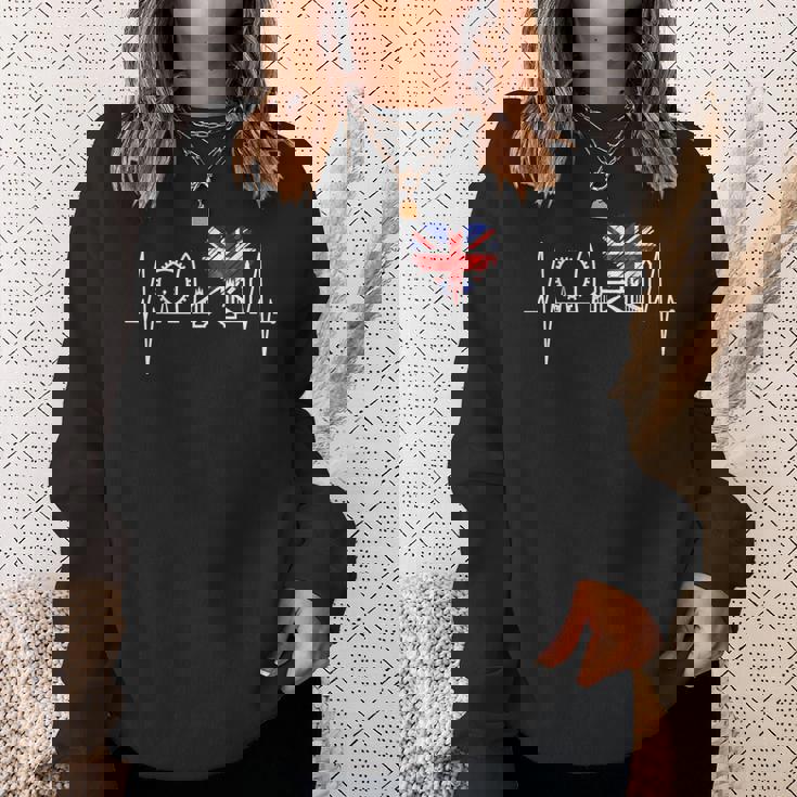 ロンドンのスカイラインハートビートフラッグハート アイラブロンドン スウェットシャツ 彼女への贈り物