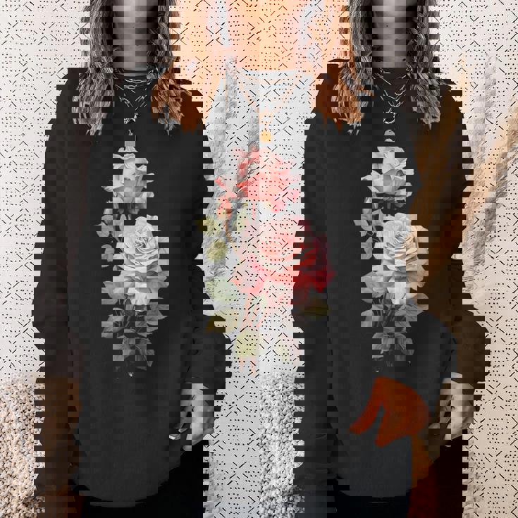 ローズシャツ 美しいピンクのバラとつぼみ スウェットシャツ 彼女への贈り物