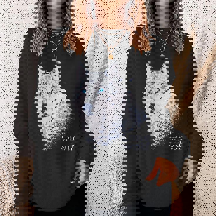 ローンウルフ 森 山 野生 野生動物 雪 オオカミ スウェットシャツ 彼女への贈り物