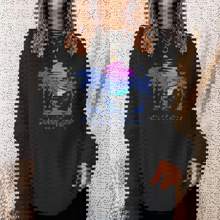 ワイキキ ビーチ ハワイ レトロ ヴィンテージ サンセット ファミリー バケーション スウェットシャツ 彼女への贈り物