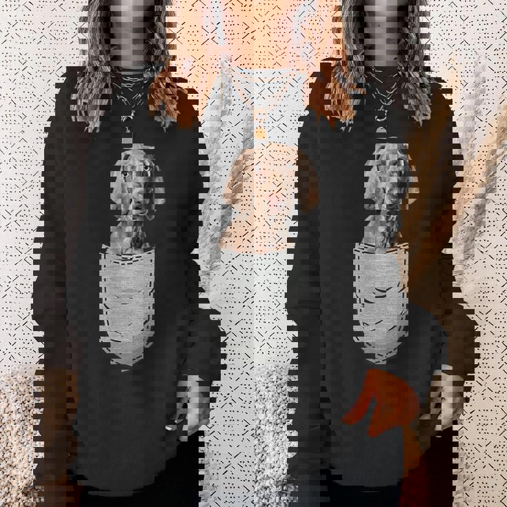 ワイマラナーラナー胸ポケット犬の飼い主 スウェットシャツ 彼女への贈り物