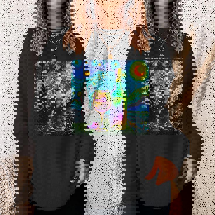 ワイン 酒 面白いtシャツ ゴッホ 星月夜 飲み おもしろ 飲み会 のんべえ メンズ 居酒屋 ネタ スウェットシャツ 彼女への贈り物