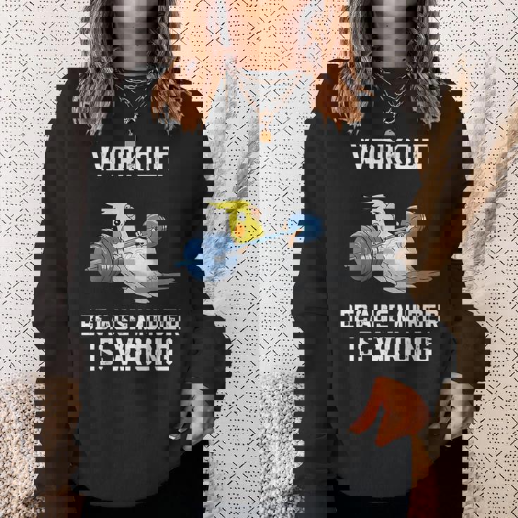 ワークアウト Because Murder Is Wrong 面白いオウム オカメインコ 鳥 スウェットシャツ 彼女への贈り物