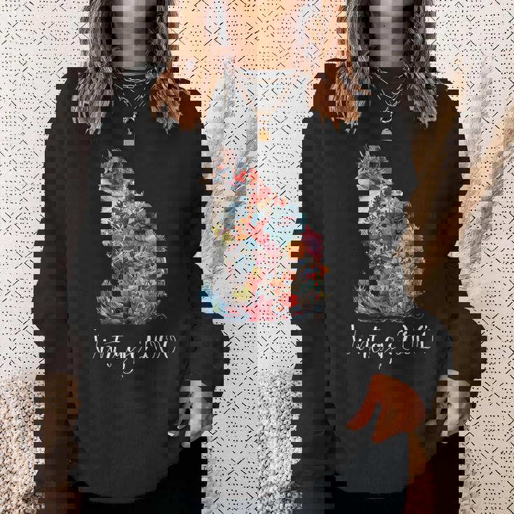 ヴィンテージ 2000 花柄 花 猫好き 24時間 誕生日 スウェットシャツ 彼女への贈り物