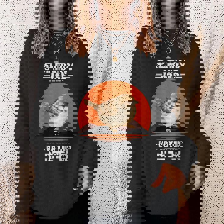 ヴィンテージ スズメの鳥 Make Everything Better スズメの鳥 スウェットシャツ 彼女への贈り物