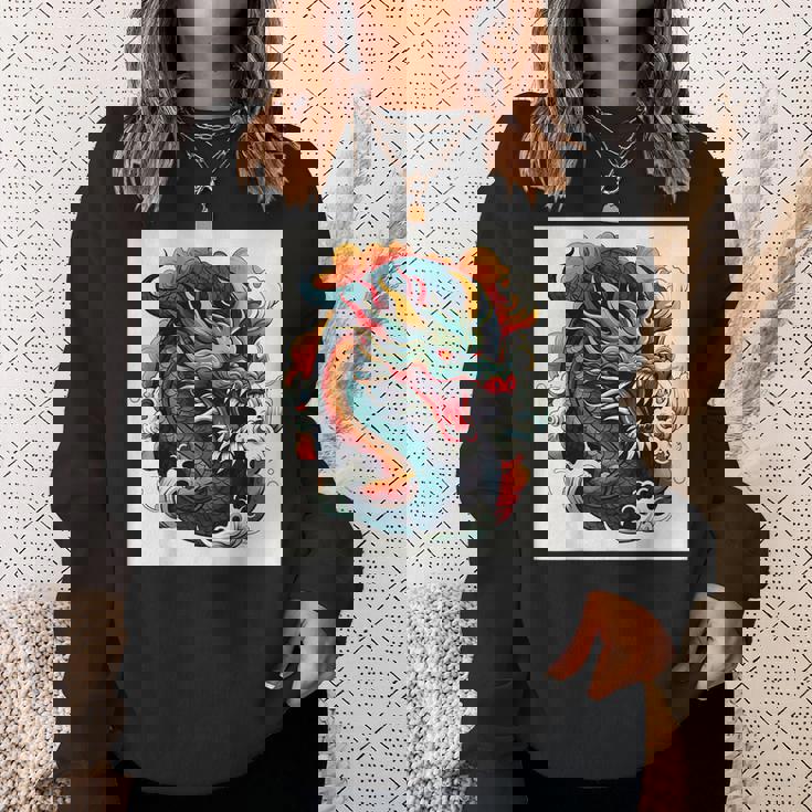 ヴィンテージ タトゥー アート ドラゴン スウェットシャツ 彼女への贈り物