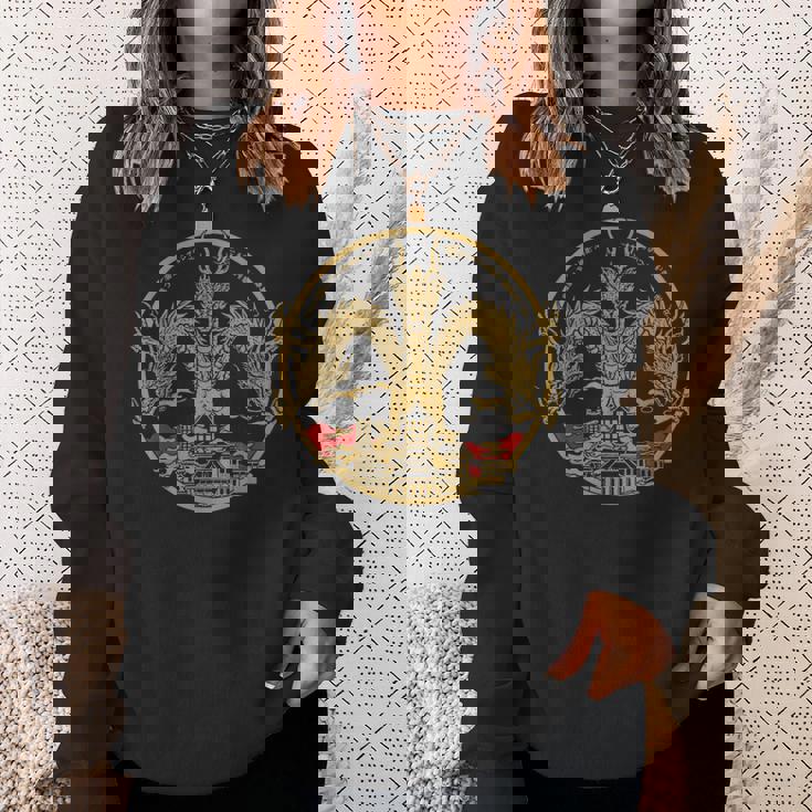 ヴィンテージ ドラゴンキング ギドラ アート サンセット 日本語 スウェットシャツ 彼女への贈り物