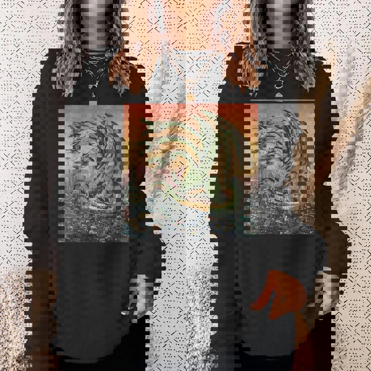 ヴィンテージ ドラゴンキング ギドラ アート 夕日 日本人 キッズ 男性 スウェットシャツ 彼女への贈り物