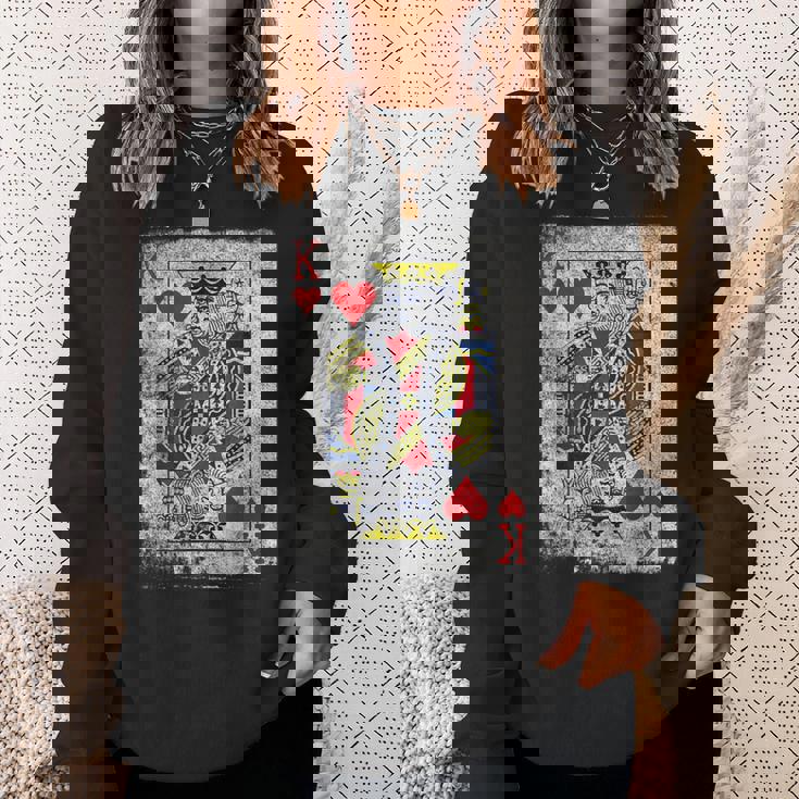 ヴィンテージ ハートのキングトランプ ハロウィン カジノ スウェットシャツ 彼女への贈り物