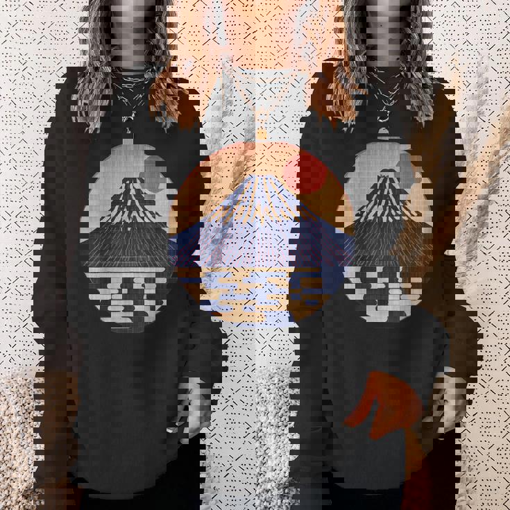 ヴィンテージ 和 富士山 山の上の日本の舞う太陽 スウェットシャツ 彼女への贈り物