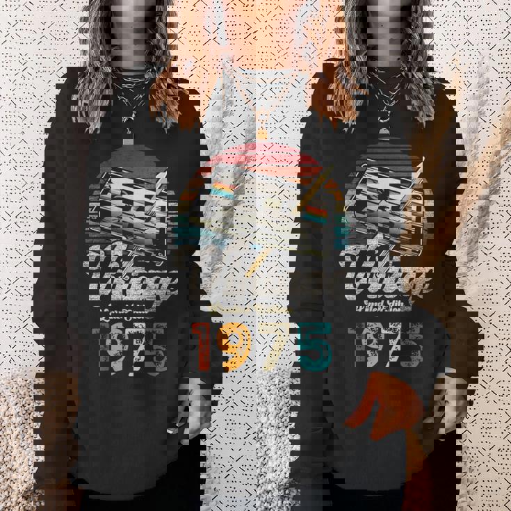 ヴィンテージ1975バースデー50年カセットペンシル スウェットシャツ 彼女への贈り物