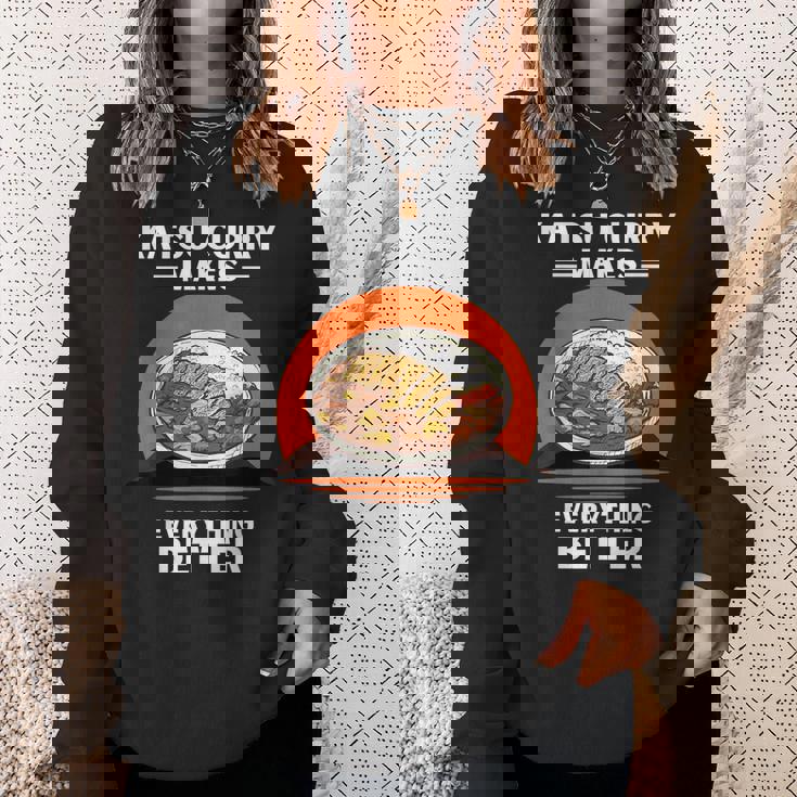 ヴィンテージかつカレーがすべてをより良くするレトロ。 スウェットシャツ 彼女への贈り物